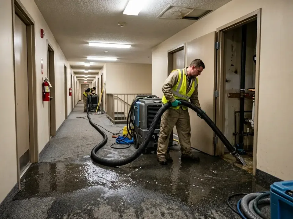 multi-unit-apartment-hallway-f-005 — frequently asked questions, Emergency Burst Pipe Water Extraction & Removal in Le Clair…